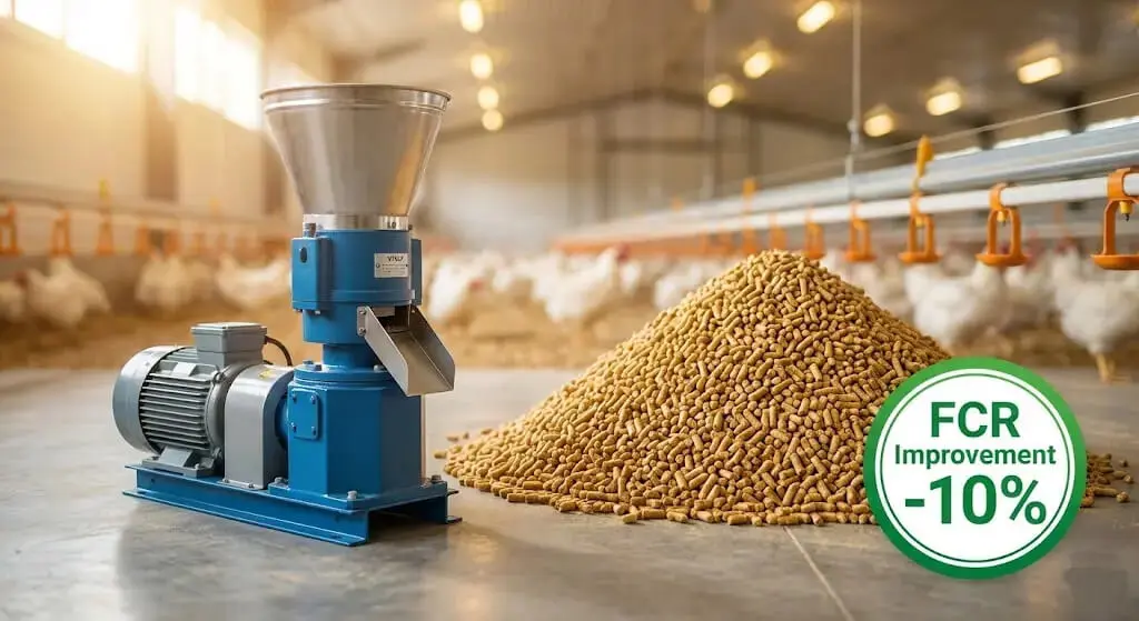 poultry feed pellet mill for chicken and duck farms, showing high-quality pellet